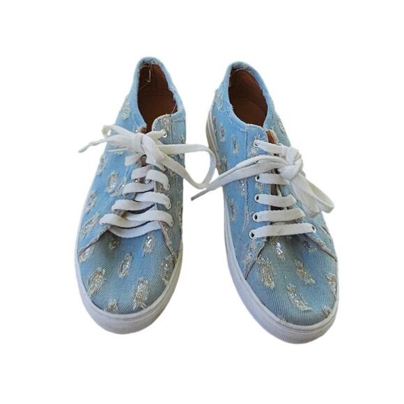 Corello Distressed Denim Sneakers Light Blue Size 7 - Picture 4 of 8